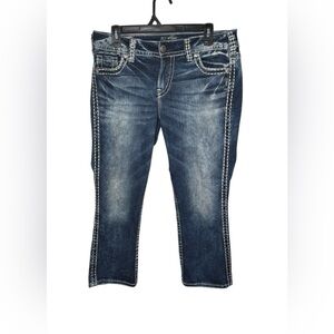 Silver Jeans Suki Mid Capri Stylish Blue Denim Jeans Size 31